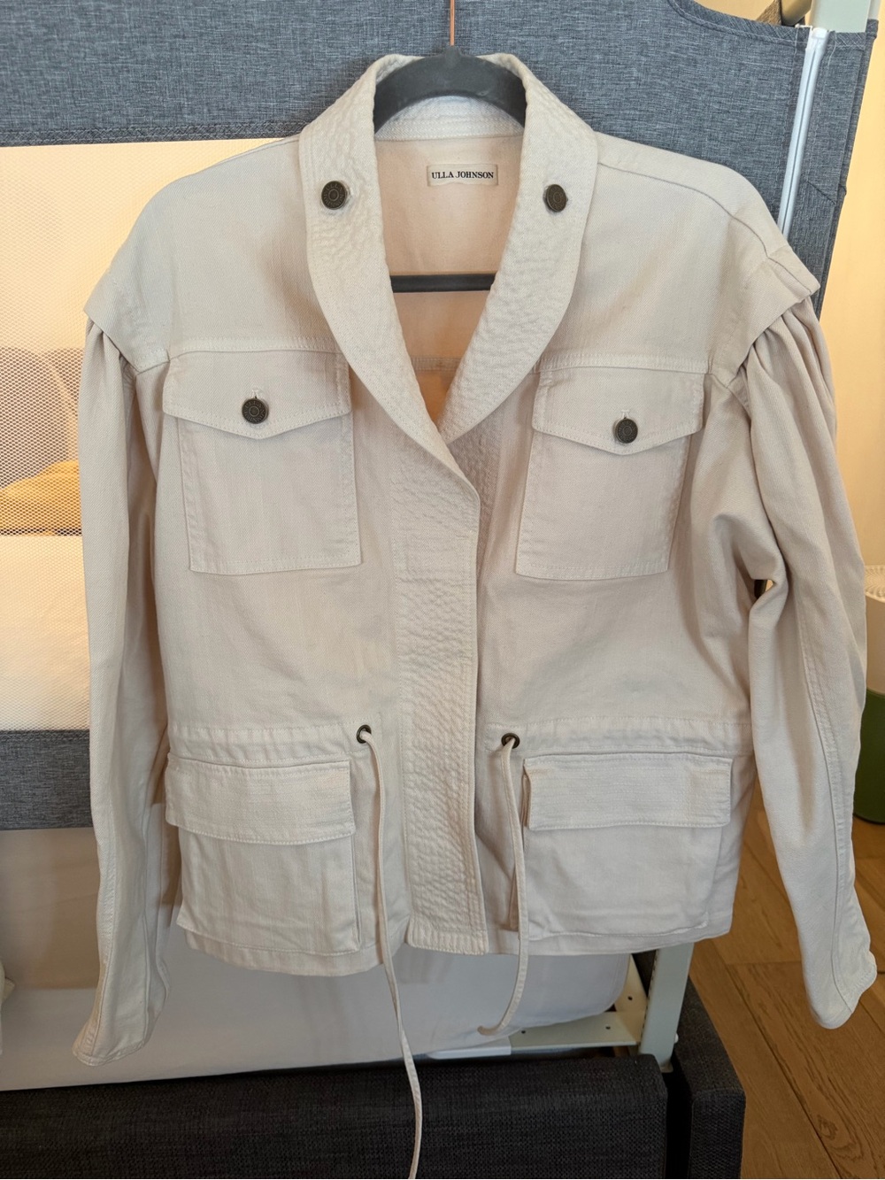Ulla Johnson Light Cream Utility Jacket with Drawcord Waist